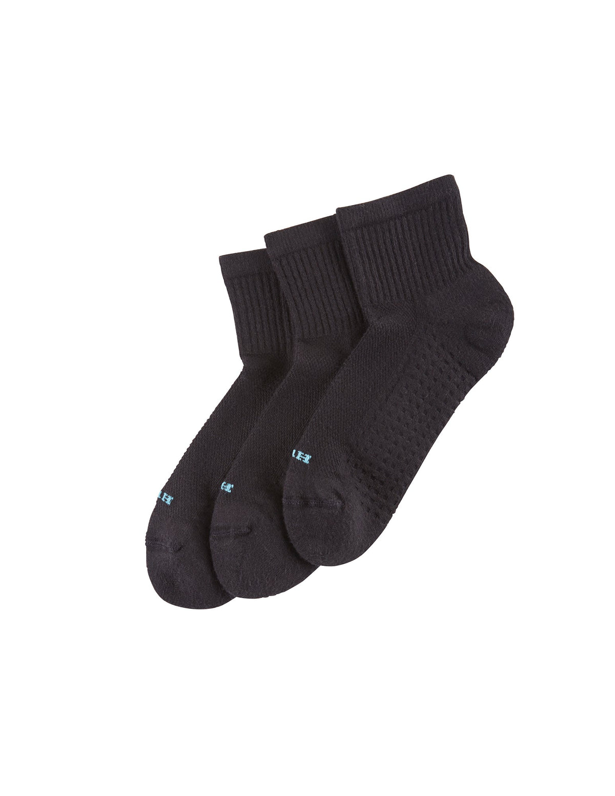 Hue HUE Air Cushion Mini Crew Top Sock 3 Pair Pack - Black