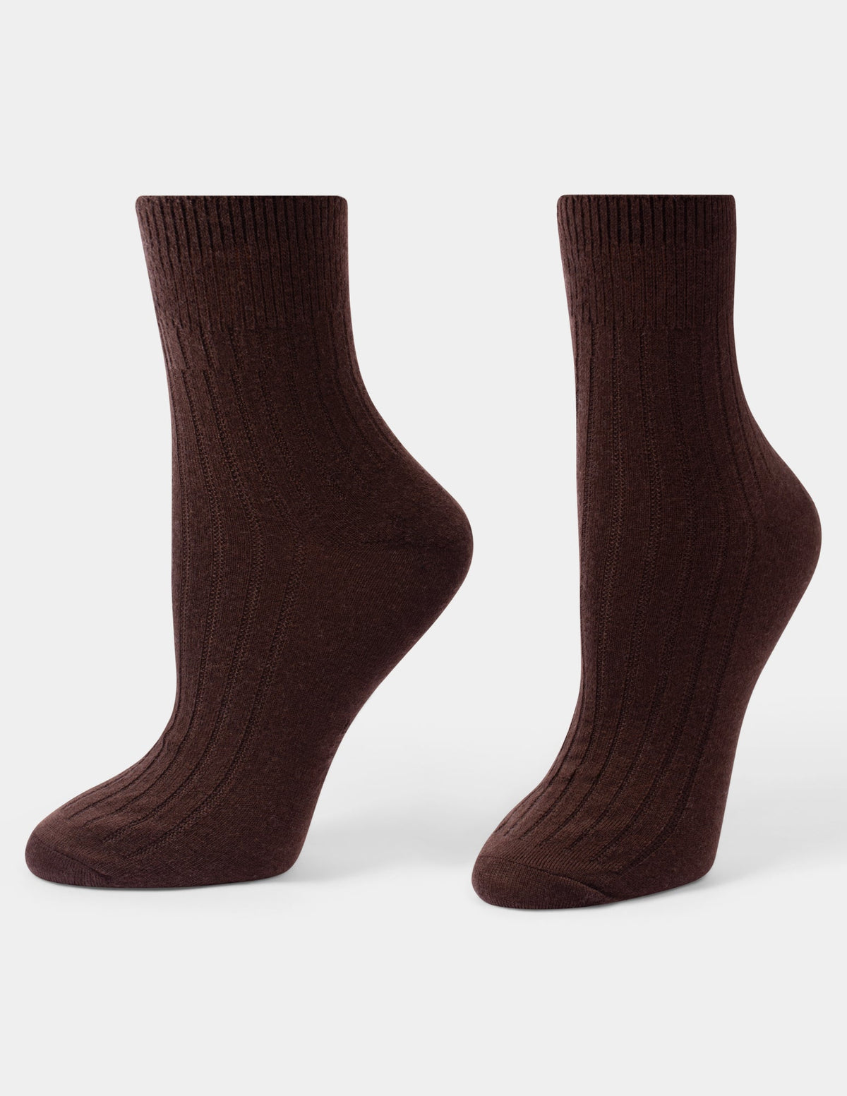 Hue Ribbed Cropped Crew - Chocolate Brown