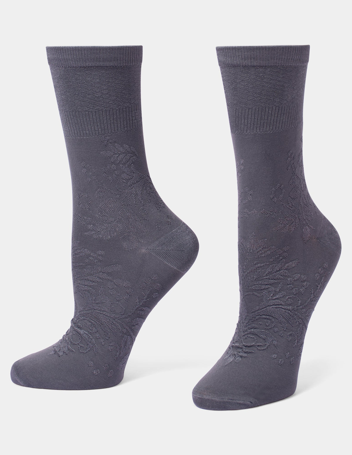 Hue Textured Floral Crew - Castlerock