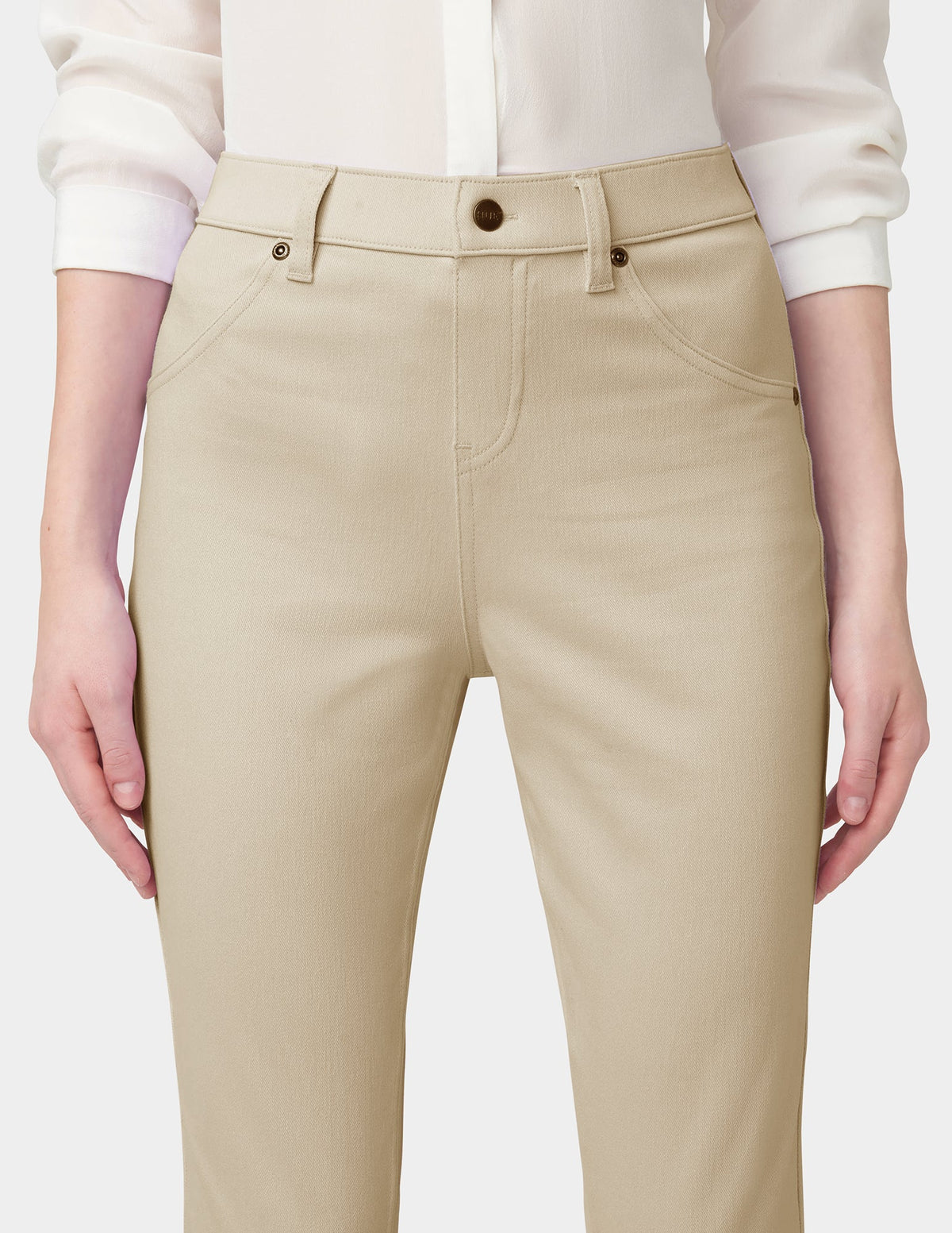 Hue Hi-Rise Ultra Soft Denim Capri Legging - White Pepper