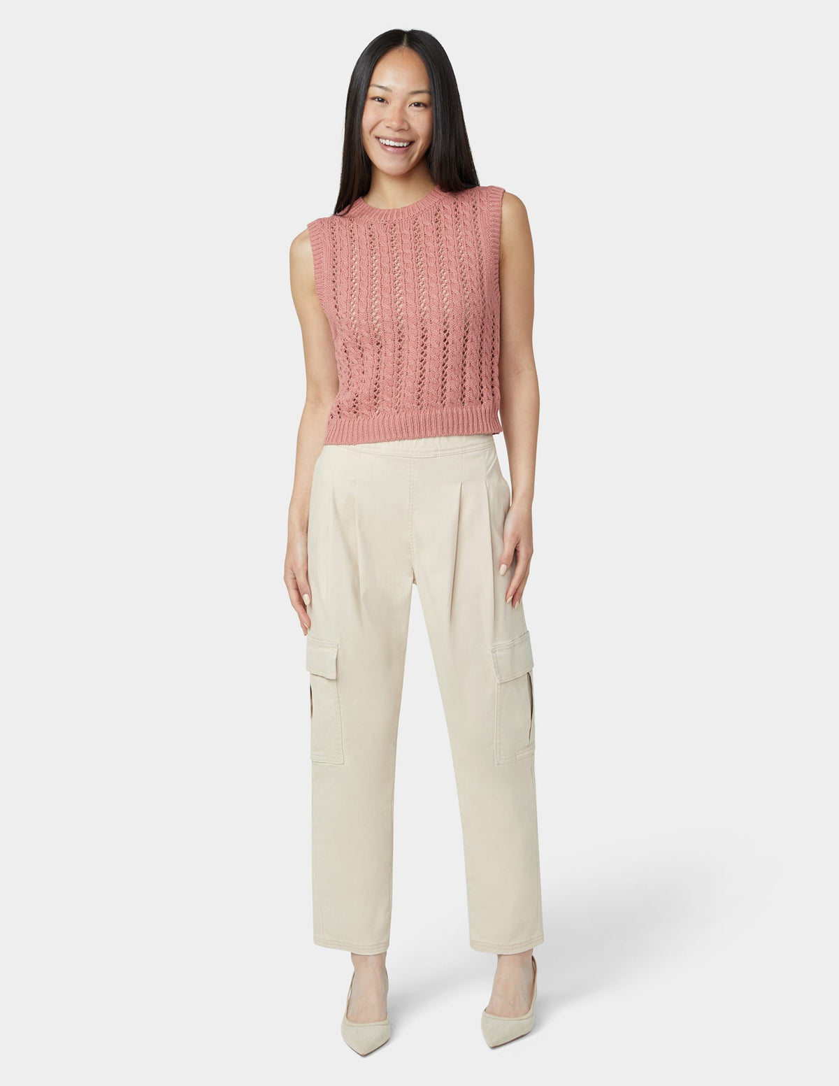 Hue Chinosoft Tapered Cargo Pants - Linen