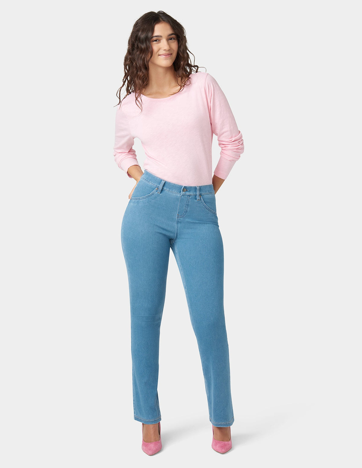 Hue Ultra Soft Denim Baby Bootcut - Sail Blue Wash