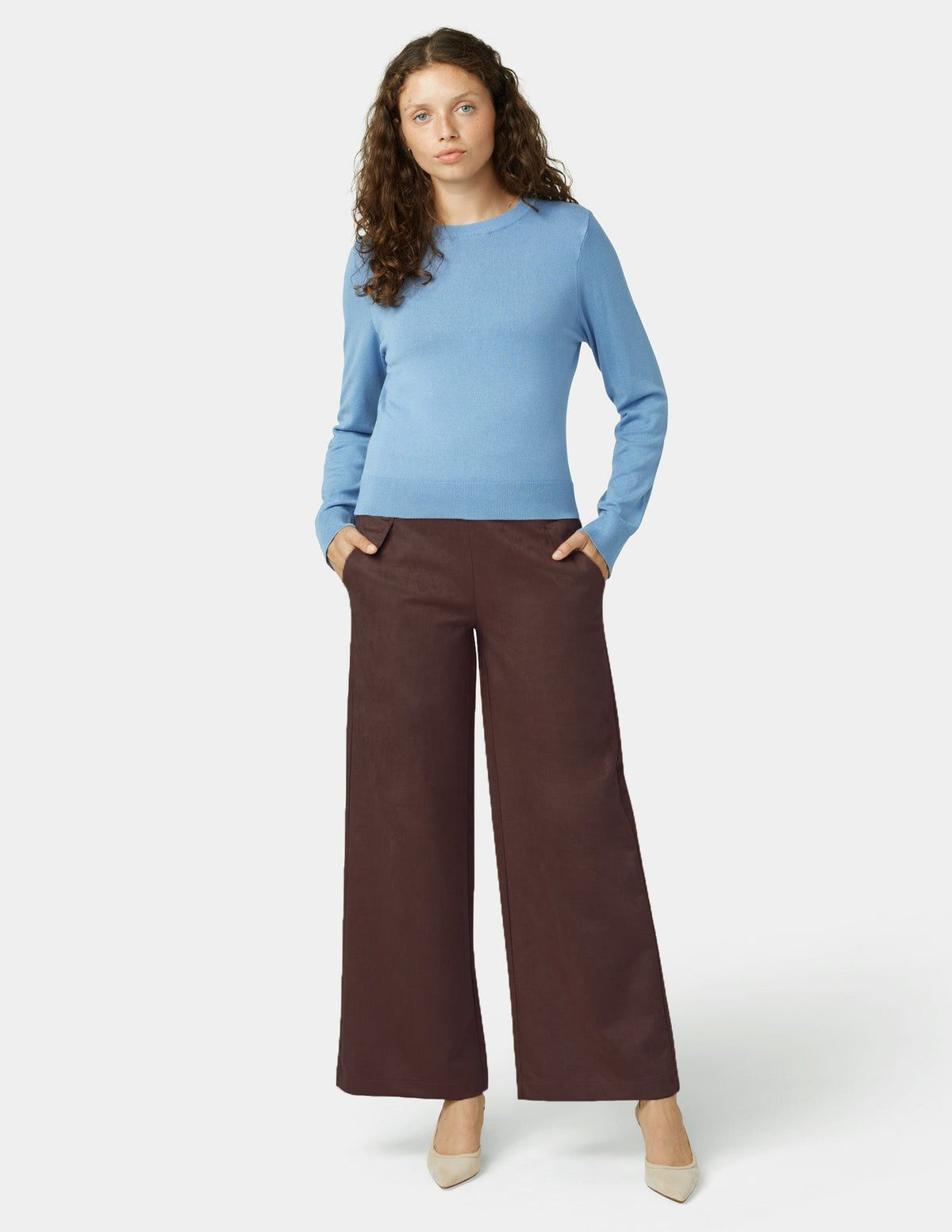 Hue Suede Wide Leg Pant - Coffee Bean
