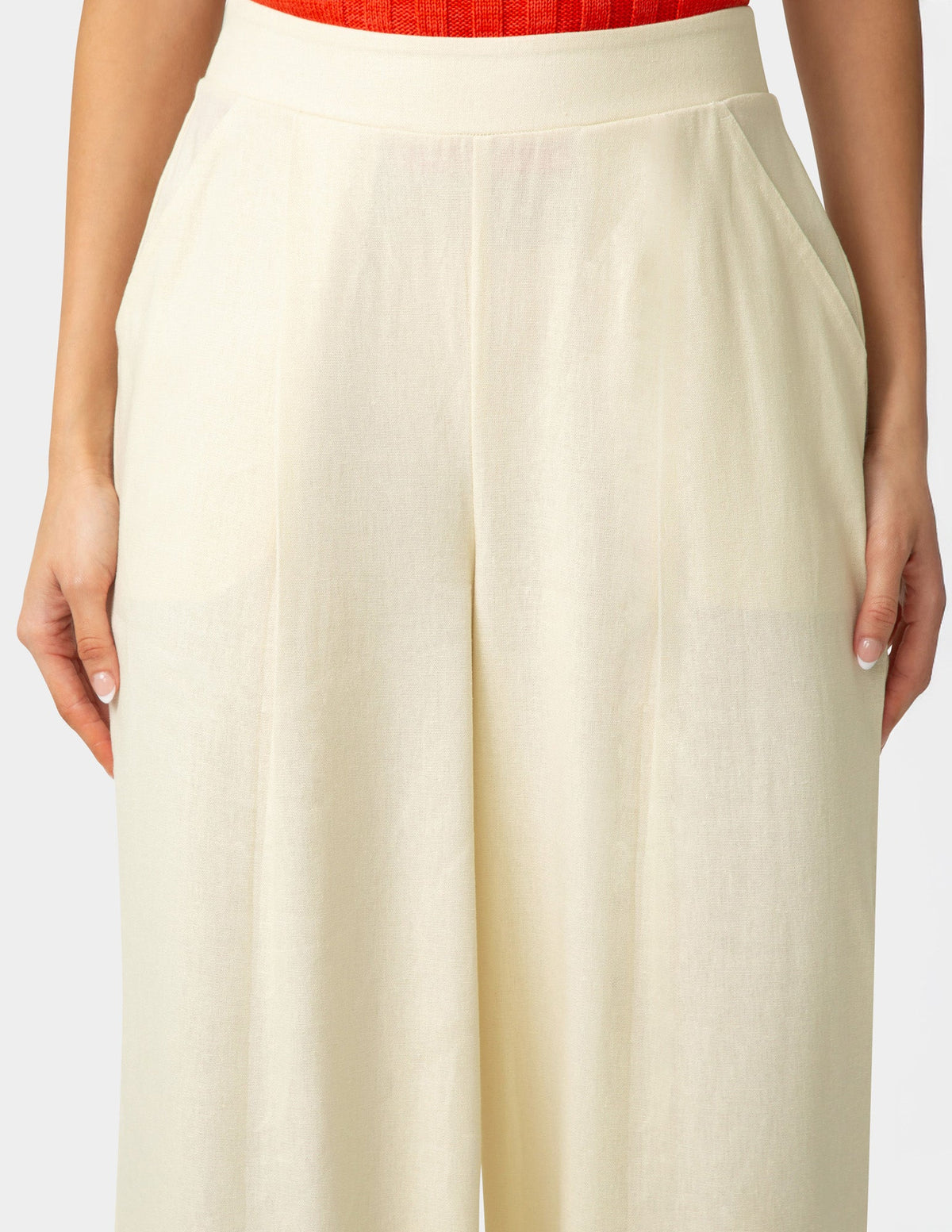 Hue Coastal Linen Palazzo Pant - Ecru