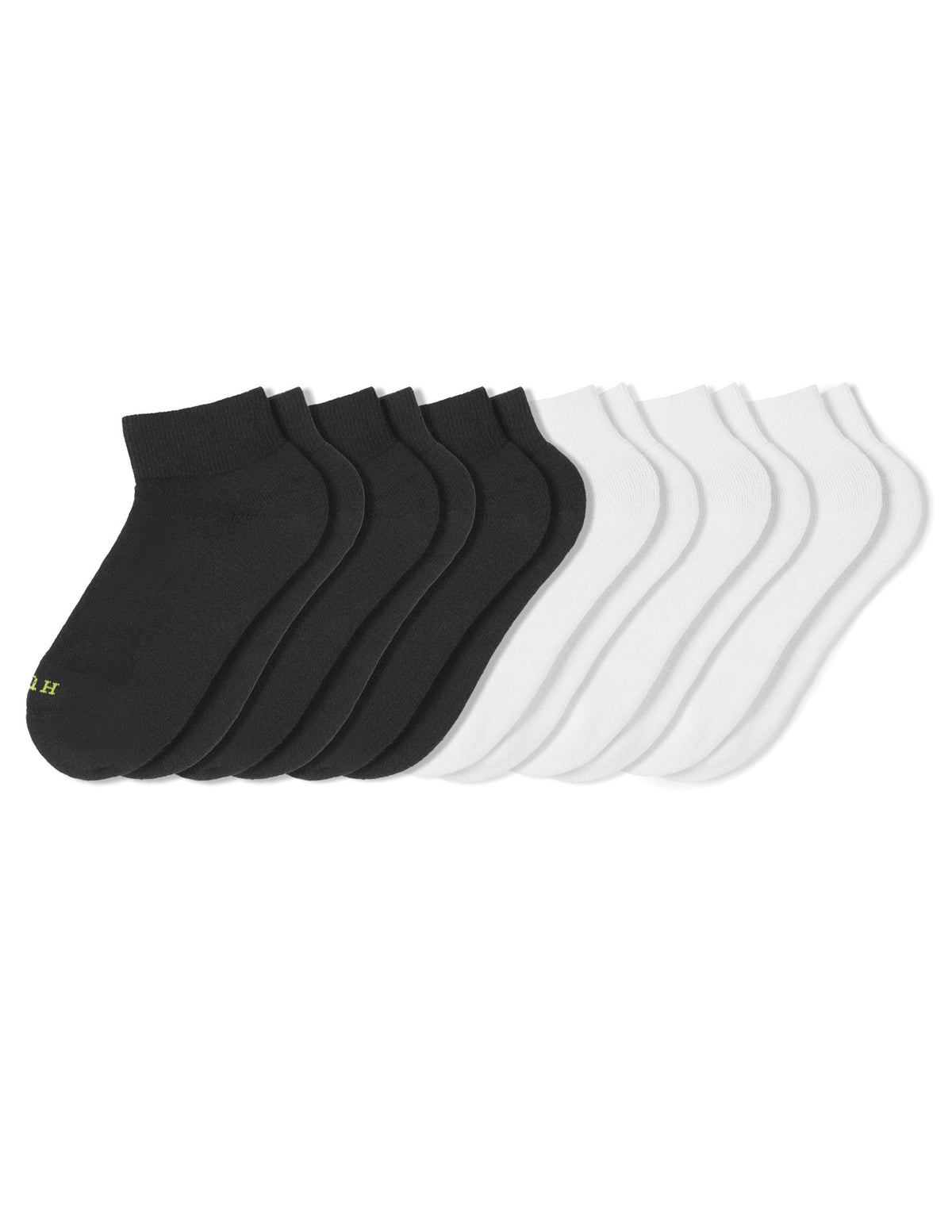 Hue Quarter Top with Cushion Sport Socks 6 Pair Pack - Black/Multi