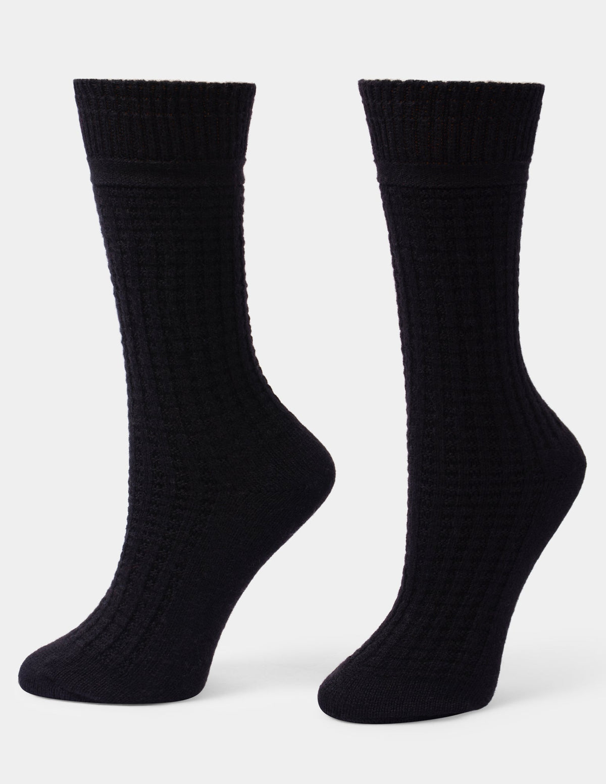 Hue Textured Wool Blend Crew 2 Pair Pack - Red Heather