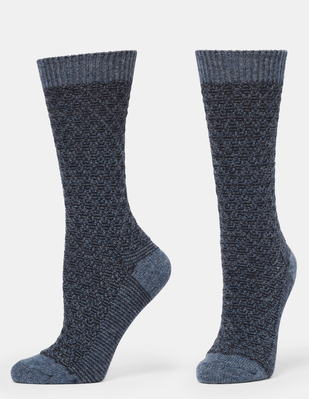 Hue Textured Wool Blend Crew 2 Pair Pack - Blue