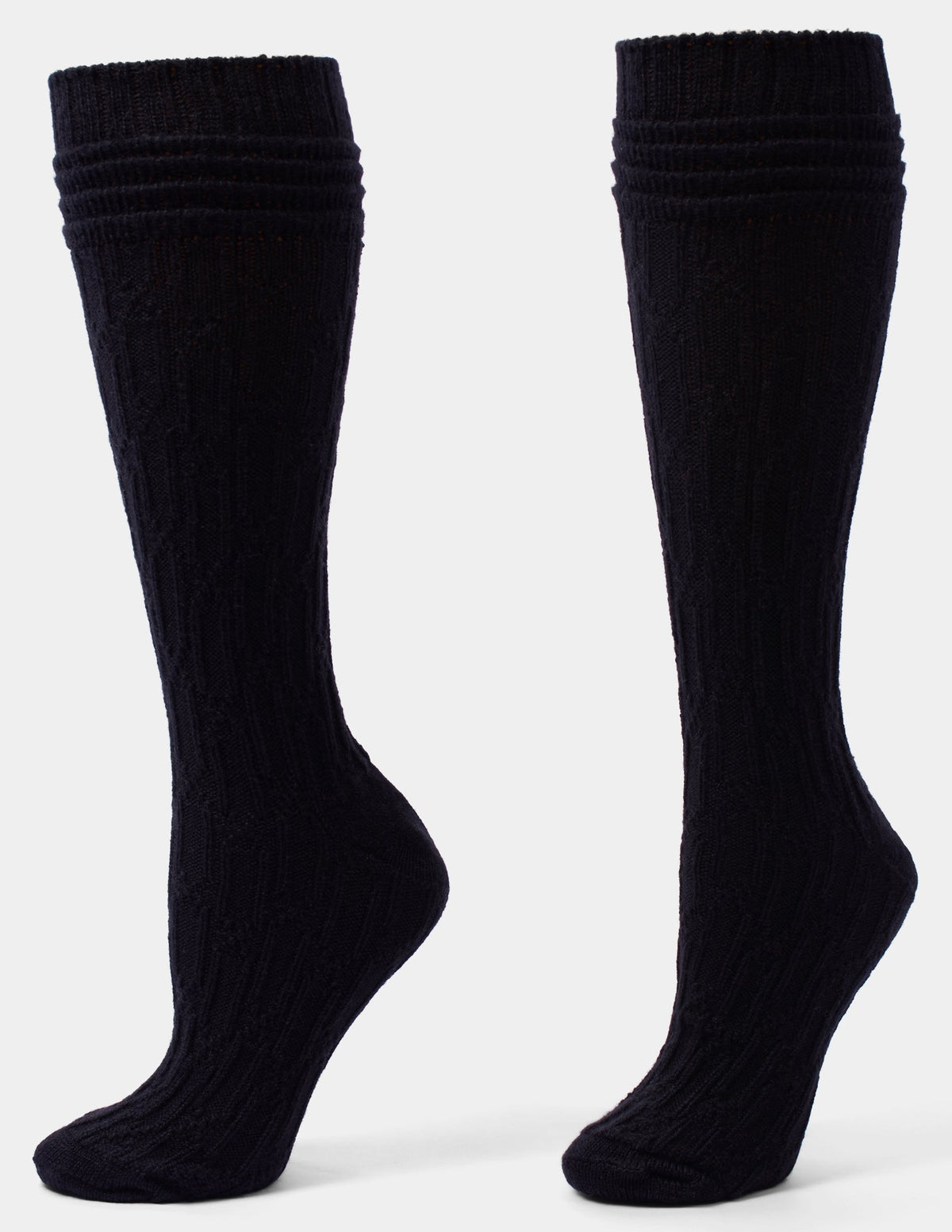 Hue Bubble Cable Knee Sock - Black