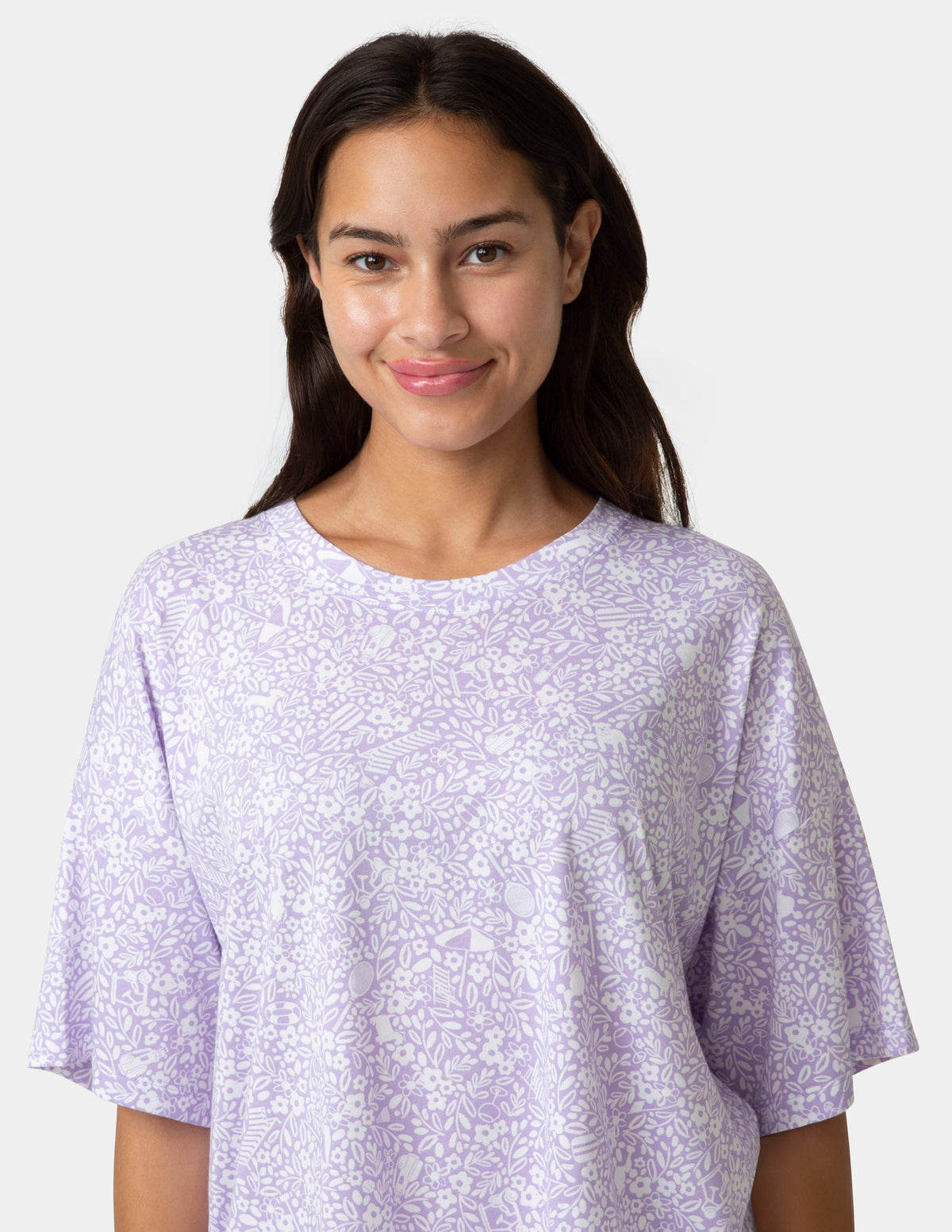 Hue Oversized Tee PJ Set - Purple Rose