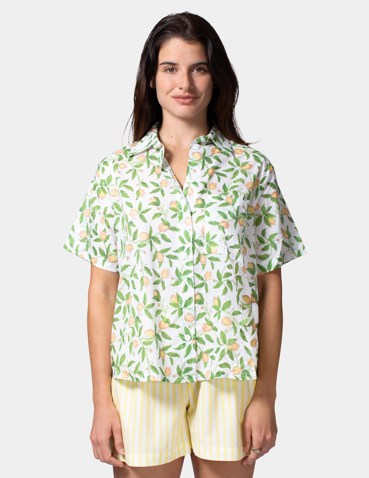 Hue Short Sleeve Voile Camp PJ Top - Bright White