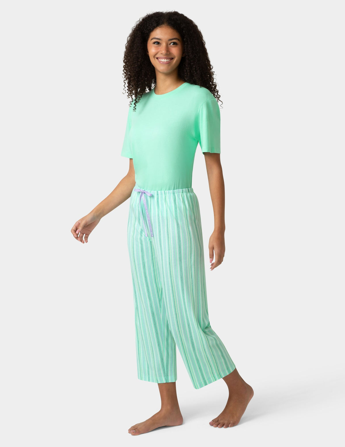 Hue A Swing and a Stripe PJ Capri - Cabbage