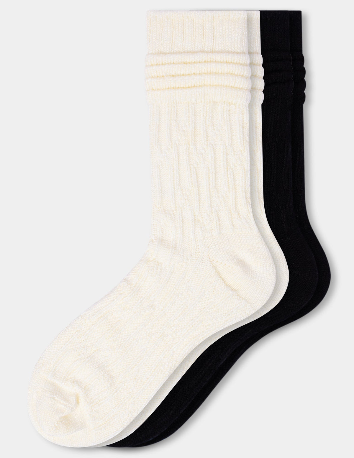 Hue Bubble Cable Boot Sock 2 Pair Pack - Ivory