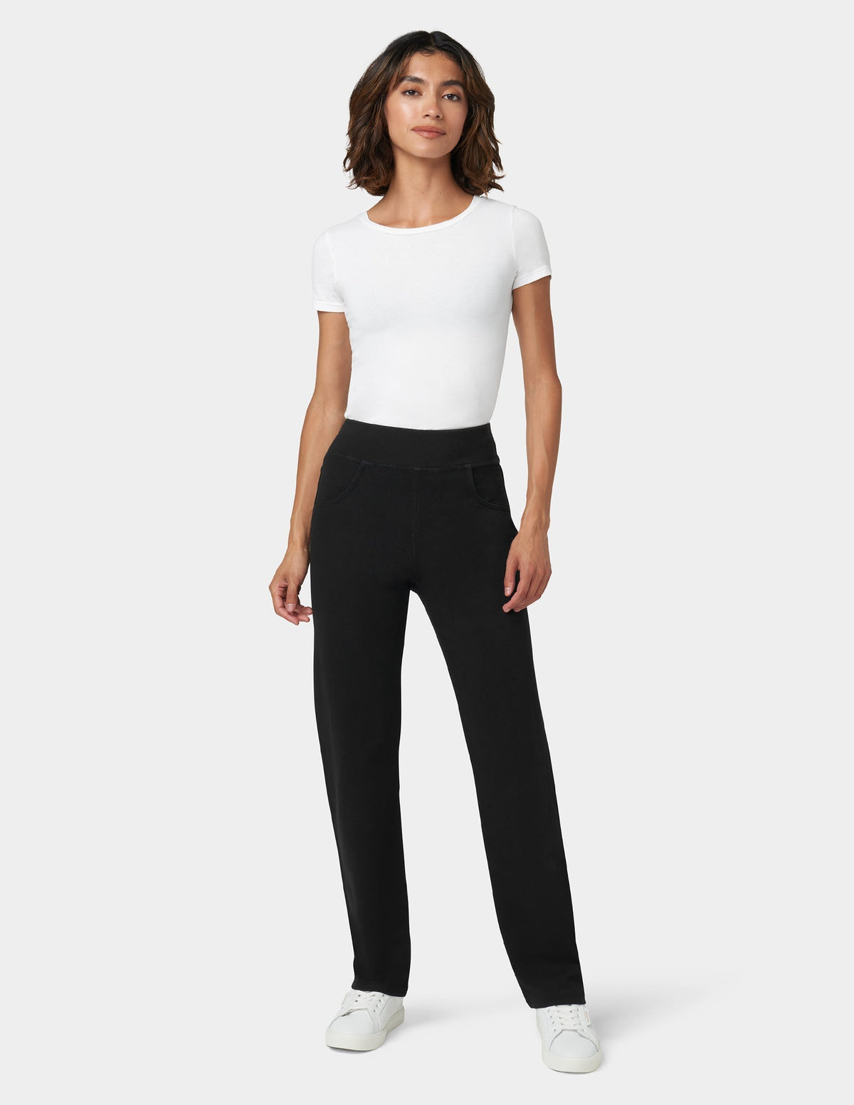 Hue Game-Changing Hi-Rise Straight Leg Legging - Black Wash