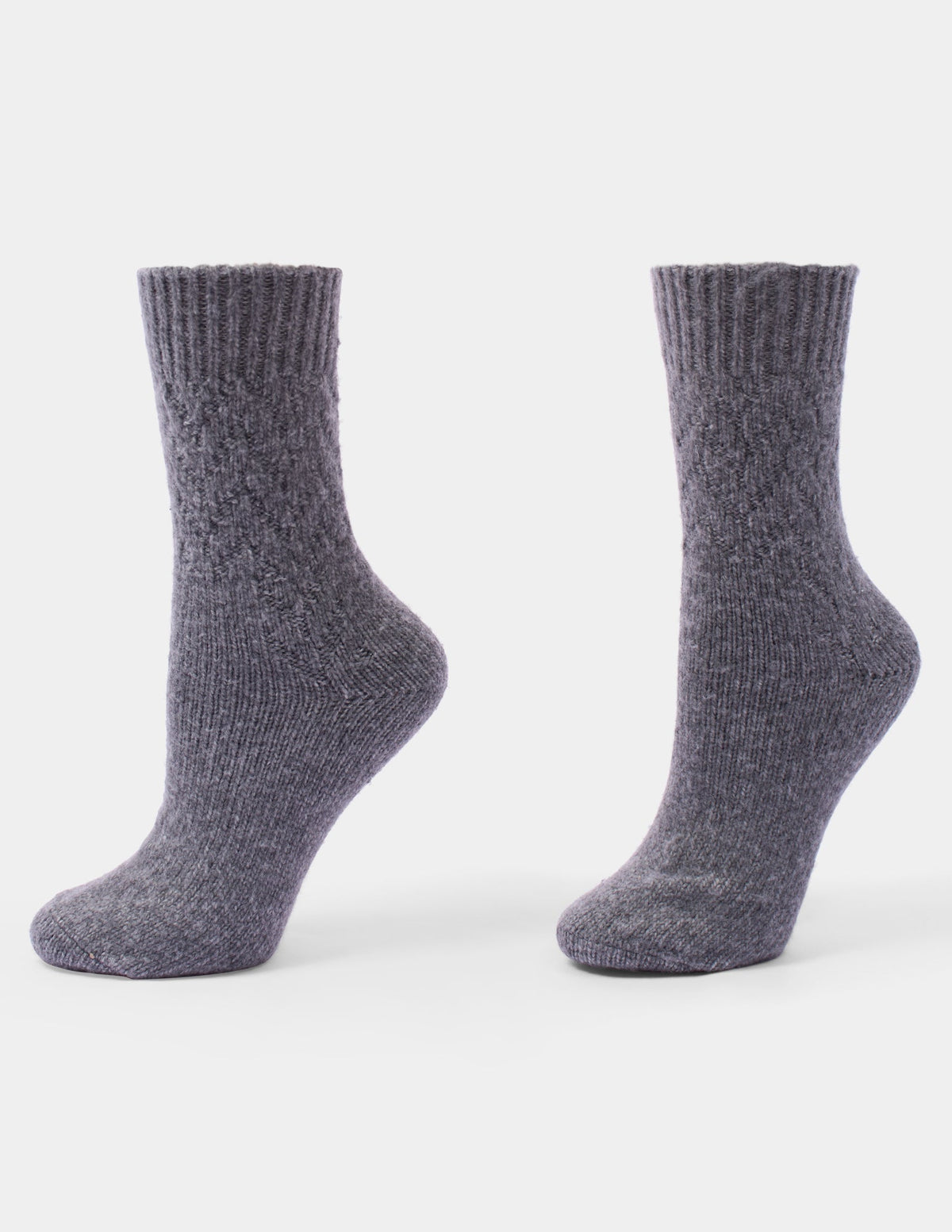 Hue Textured Cable Sock - Grey Heather