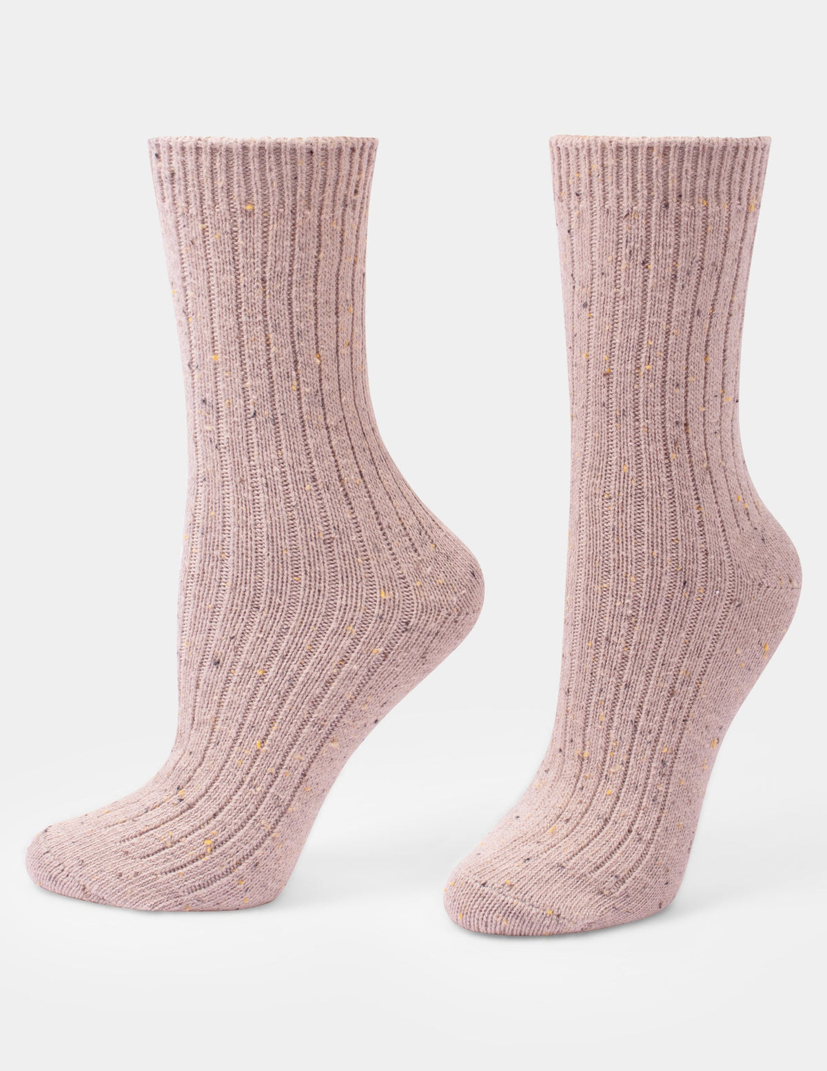 Hue Tweed Ribbed Crew 2 Pair Pack - Ivory