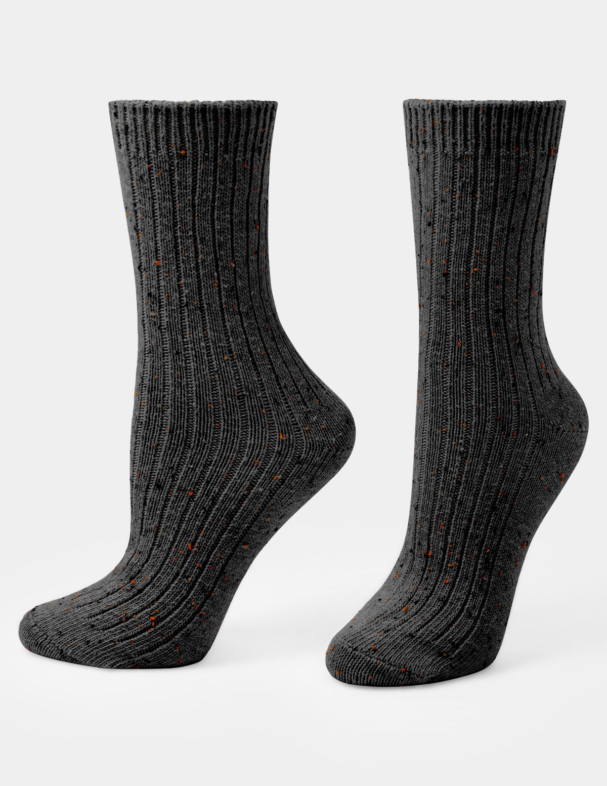 Hue Tweed Ribbed Crew 2 Pair Pack - Light Grey Heather