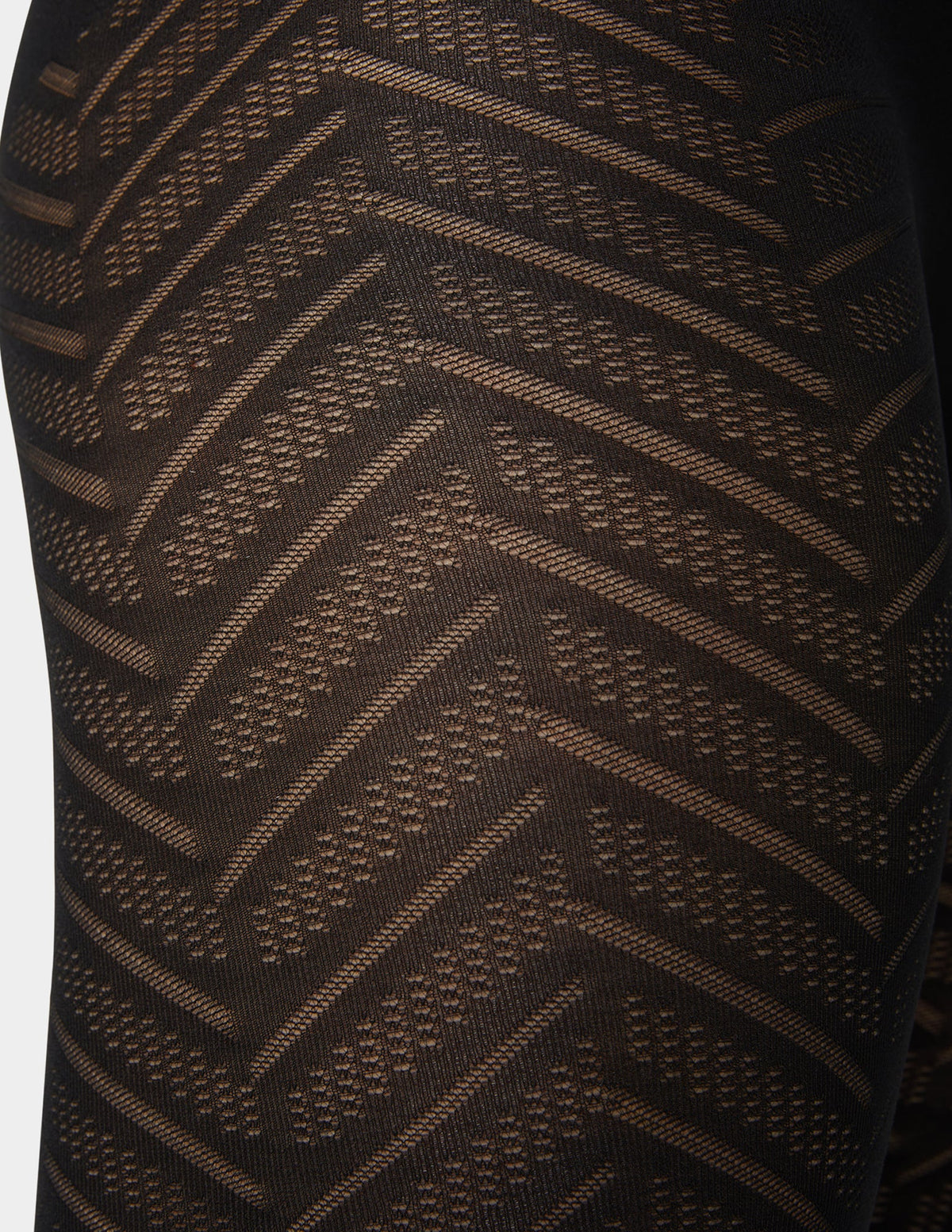 Hue Opaque Chevron Tight With Control Top - Black