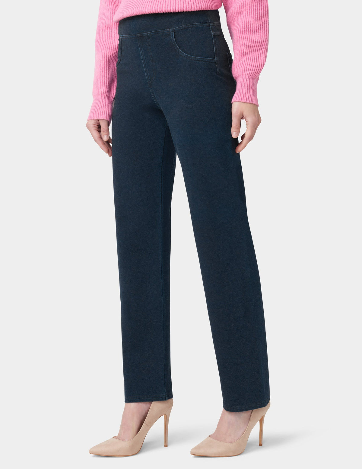 Hue Game-Changing Hi-Rise Straight Leg Legging - Dark Rinse Wash