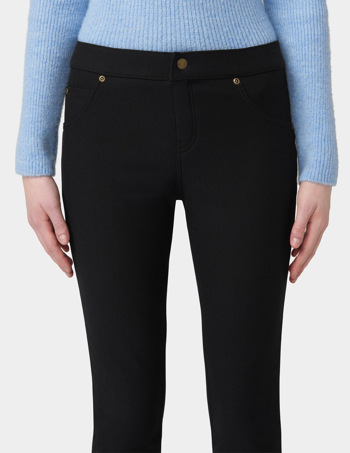 Hue Ultra Soft Fleece Lined Denim Leggings - BLACK