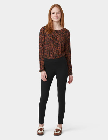 Hue Wide Waistband Blackout Cotton Leggings - Black