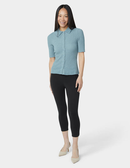 Hue Wide Waistband Blackout Cotton Capri - Black