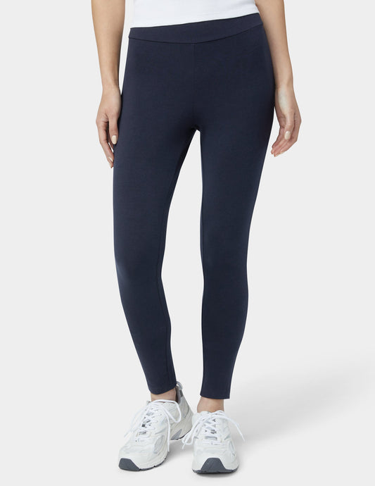 Hue Wide Waistband Blackout Cotton Leggings - Navy