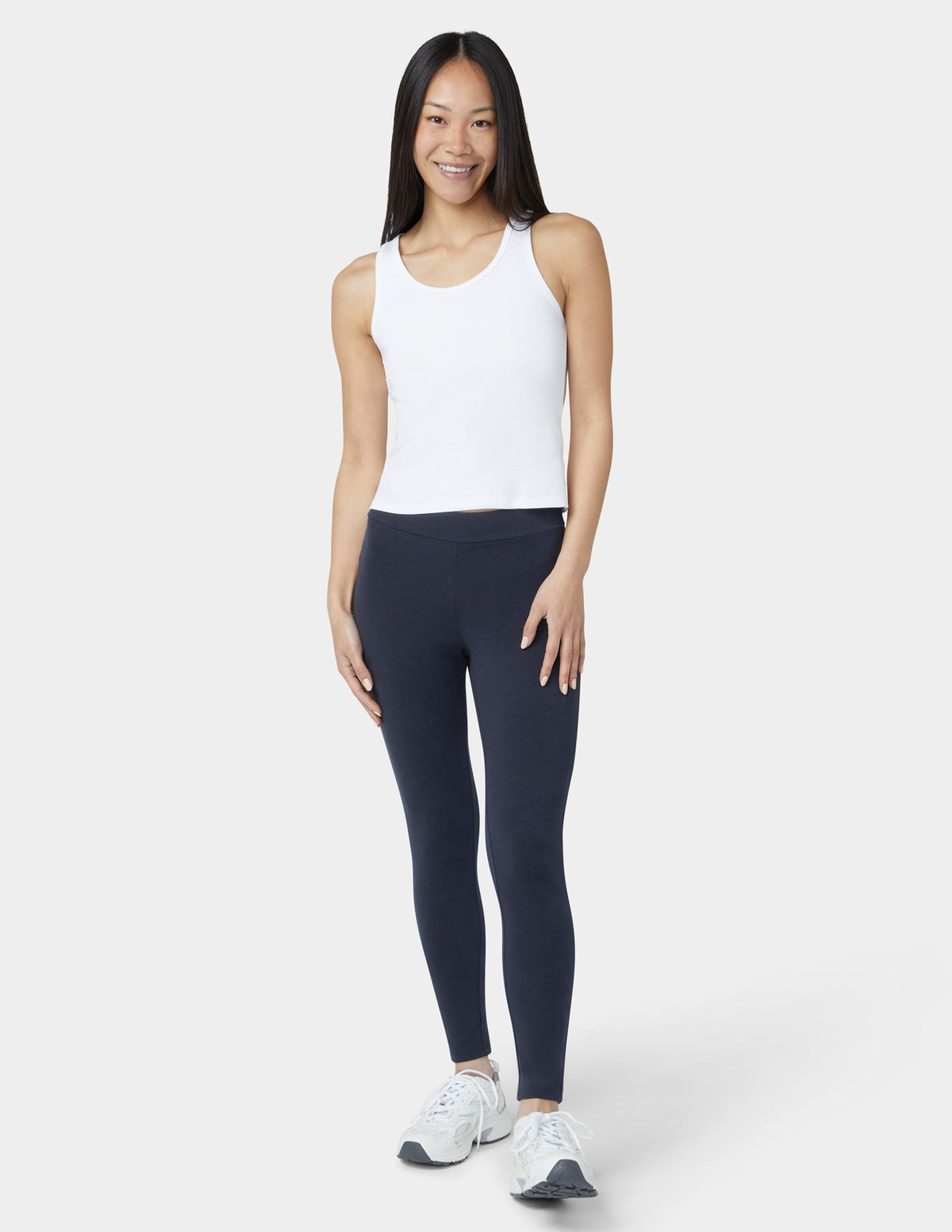 Hue Wide Waistband Blackout Cotton Leggings - Navy