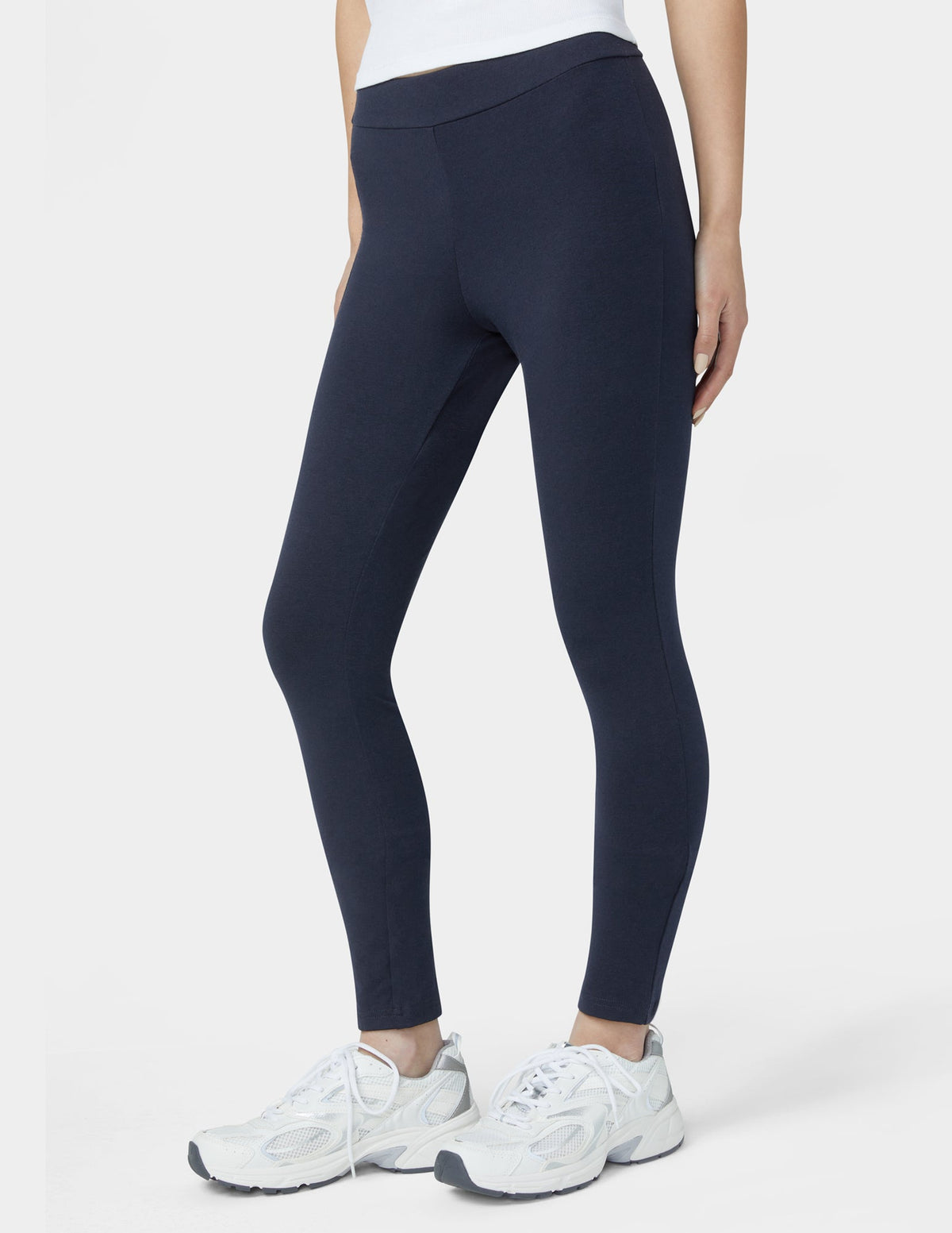 Hue Wide Waistband Blackout Cotton Leggings - Navy