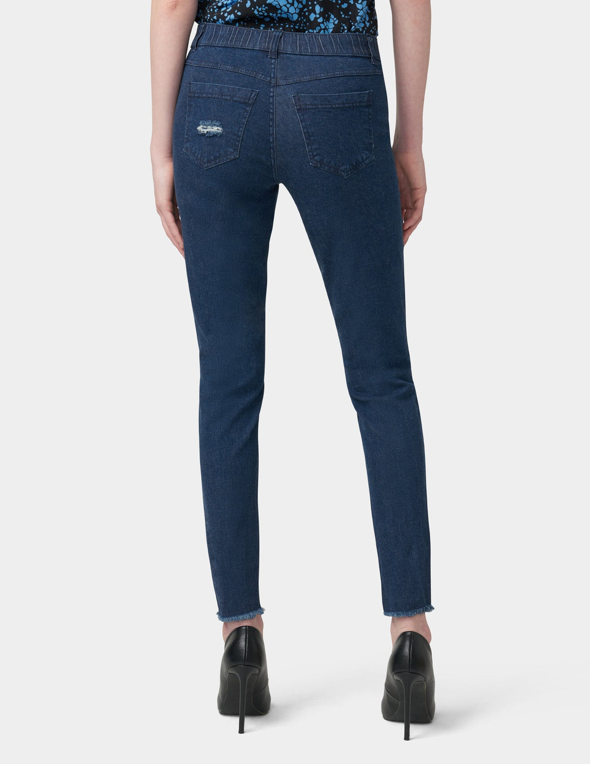 Hue Ripped Knee Denim Leggings - Ink Wash