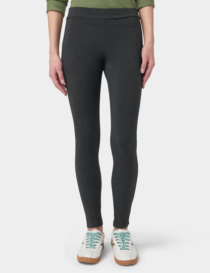 Hue Wide Waistband Blackout Cotton Leggings - Graphite Heather
