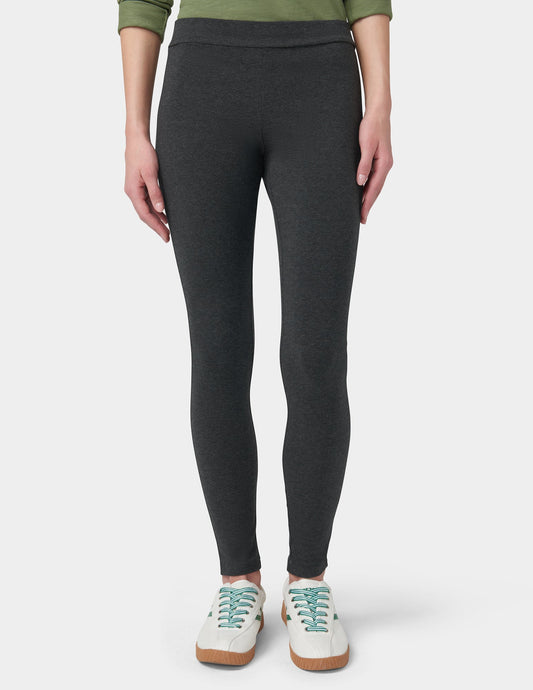 Hue Wide Waistband Blackout Cotton Leggings - Graphite Heather