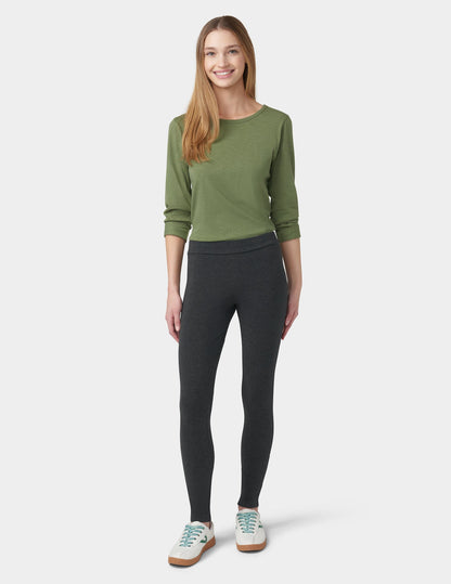 Hue Wide Waistband Blackout Cotton Leggings - Graphite Heather