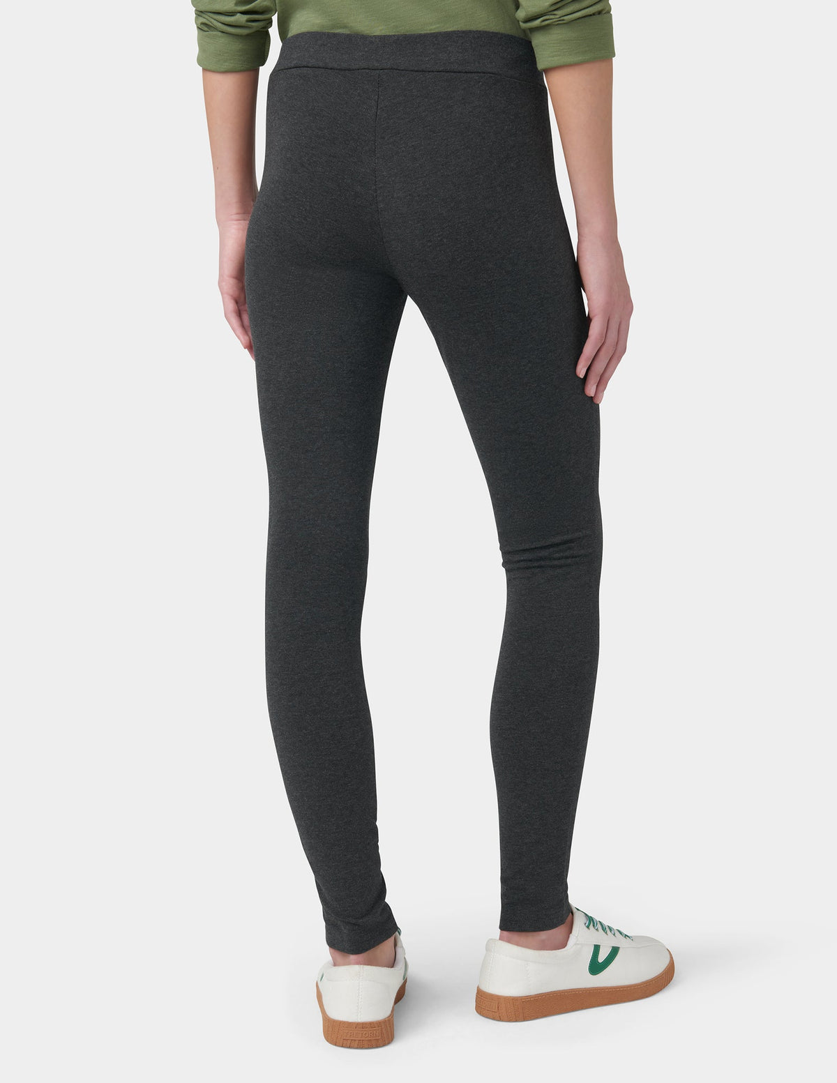 Hue Wide Waistband Blackout Cotton Leggings - Graphite Heather