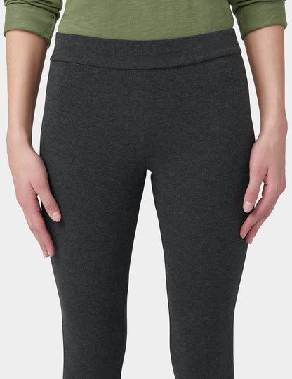 Hue Wide Waistband Blackout Cotton Leggings - Graphite Heather