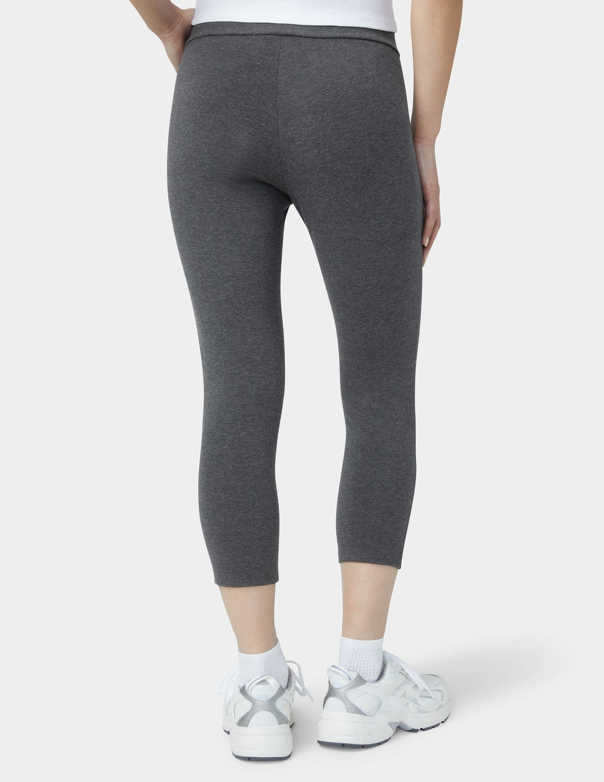 Hue Wide Waistband Blackout Cotton Capri - Graphite Heather