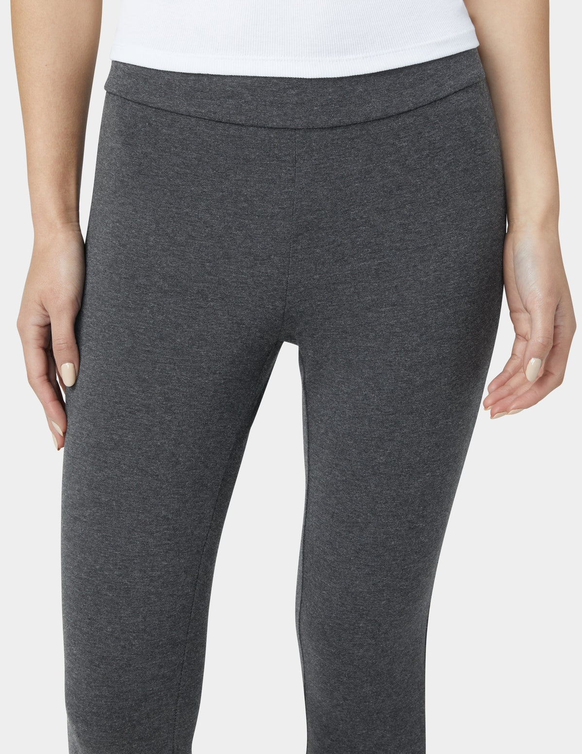 Hue Wide Waistband Blackout Cotton Capri - Graphite Heather