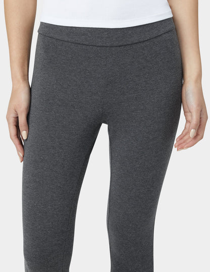 Hue Wide Waistband Blackout Cotton Capri - Graphite Heather