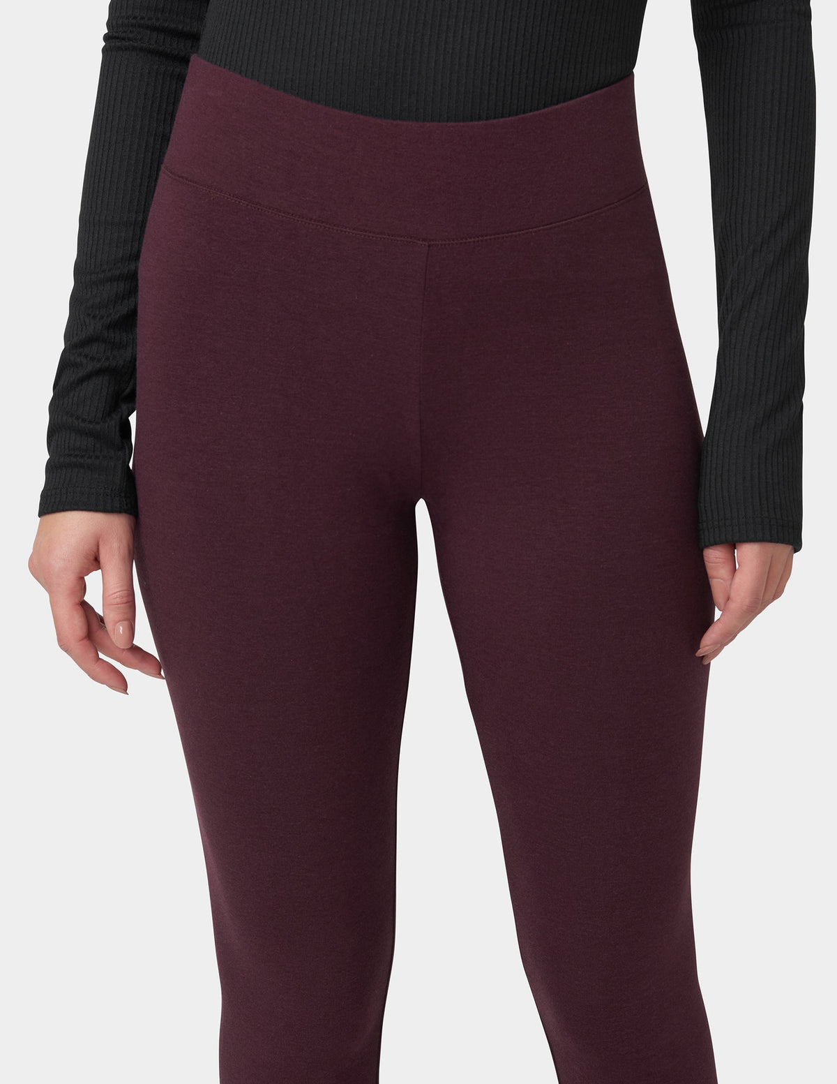 Hue Ultra Leggings with Wide Waistband - Black Cherry