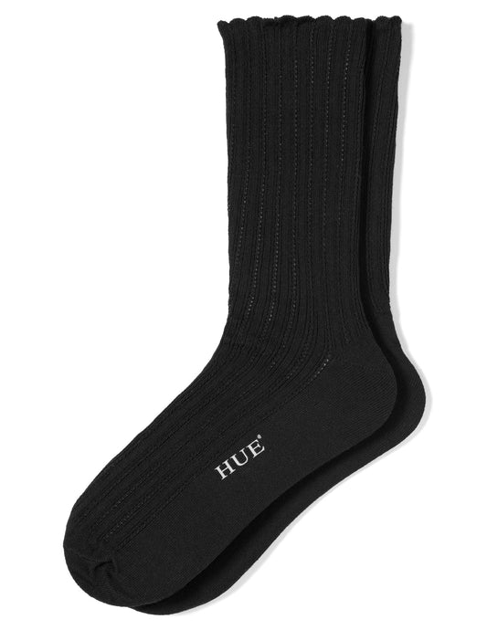 Hue Scalloped Pointelle Sock - Black