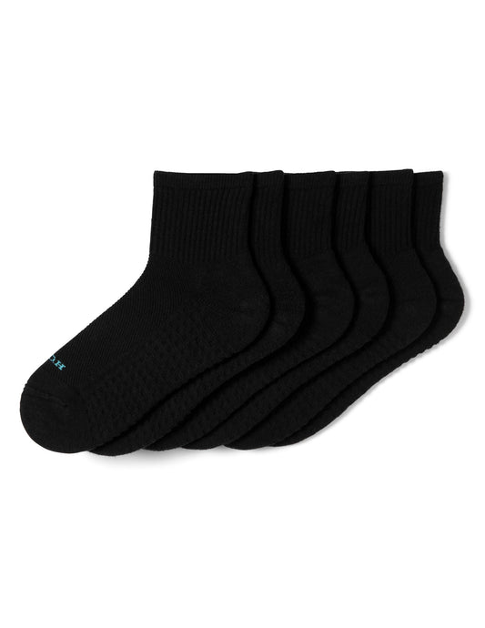 Hue HUE Air Cushion Mini Crew Top Sock 3 Pair Pack - Black