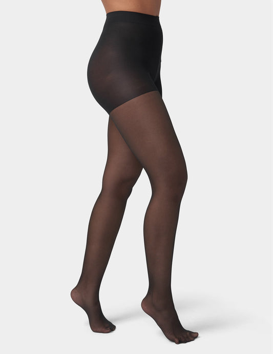 Hue HUE So Silky Sheer Control Top with Invisible Reinforced Toe - Black
