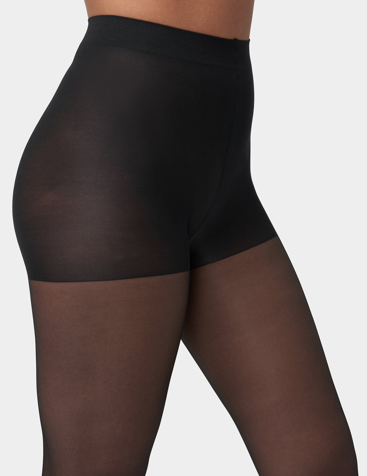 Hue HUE So Silky Sheer Control Top with Invisible Reinforced Toe - Black