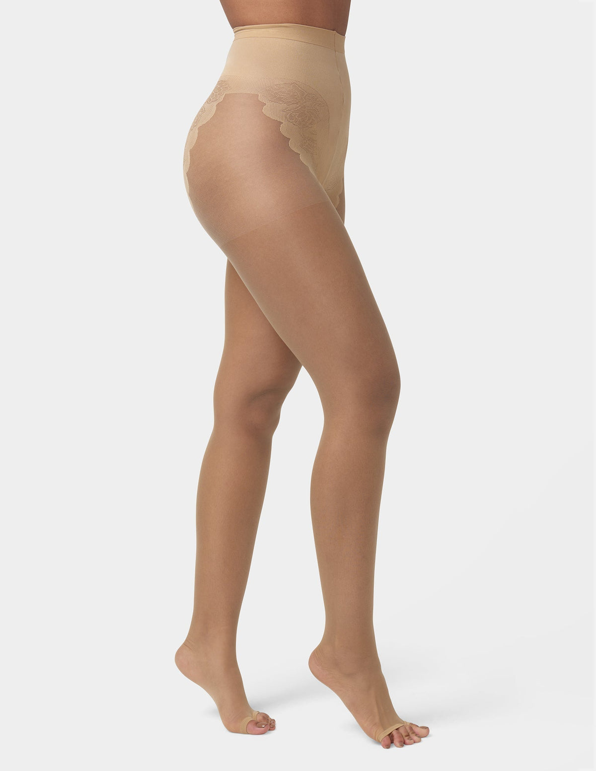 Hue Toeless Control Top Pantyhose - Tan