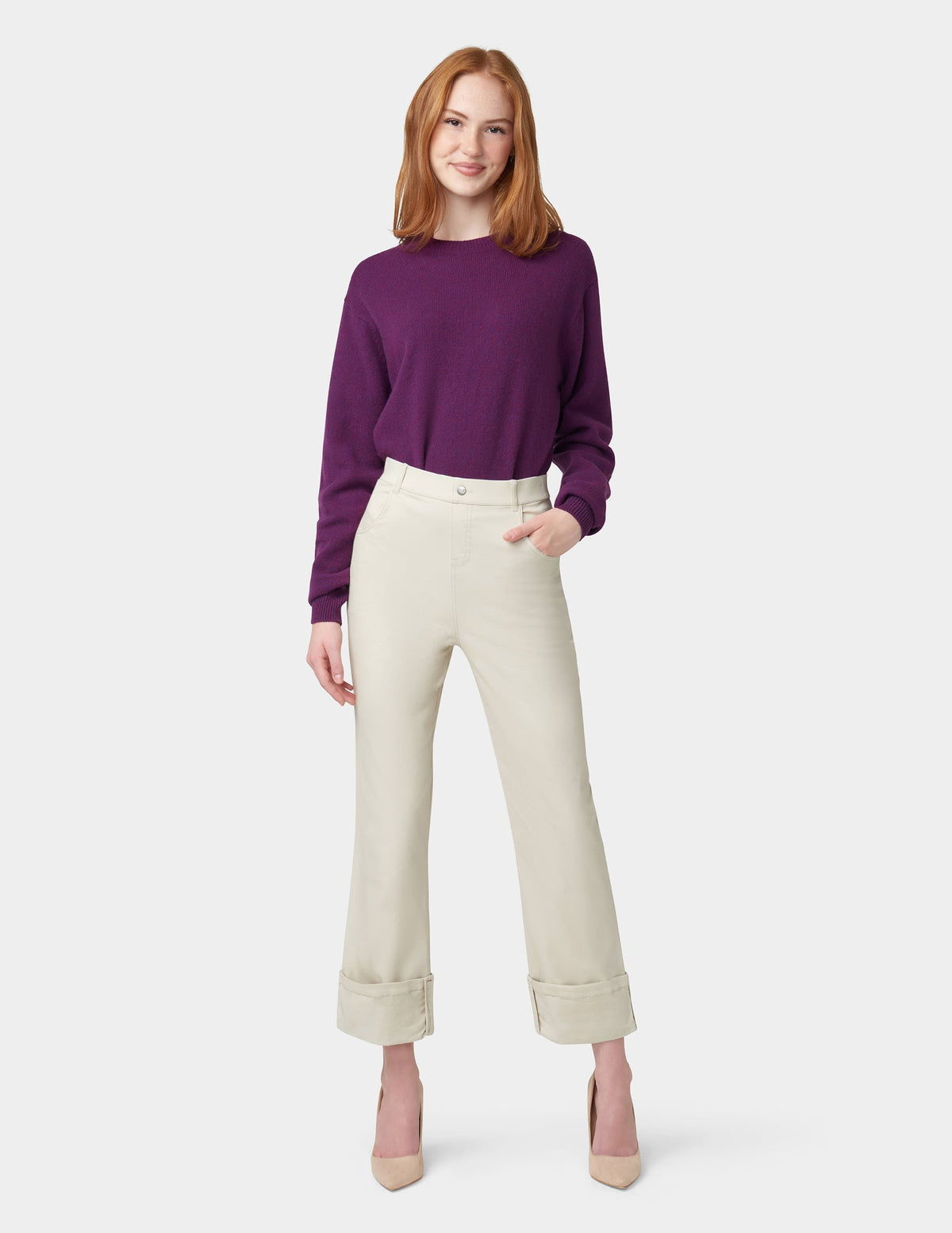 Hue Cuffed Denim Skimmer - Sand