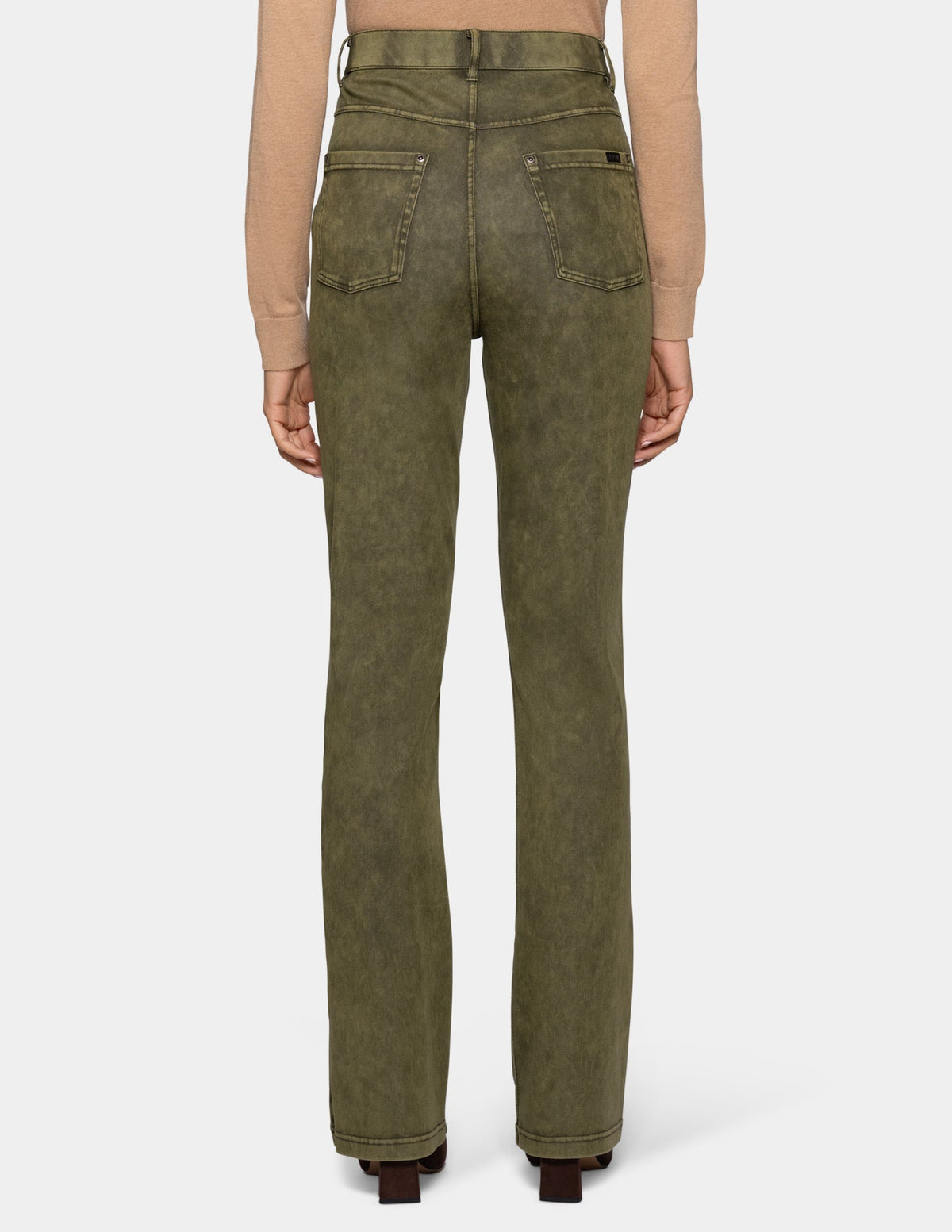 Hue Ultra Soft Denim Baby Bootcut - Olive Acid Wash