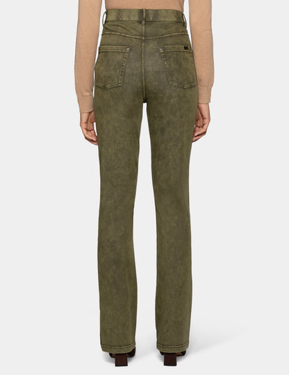 Hue Ultra Soft Denim Baby Bootcut - Olive Acid Wash