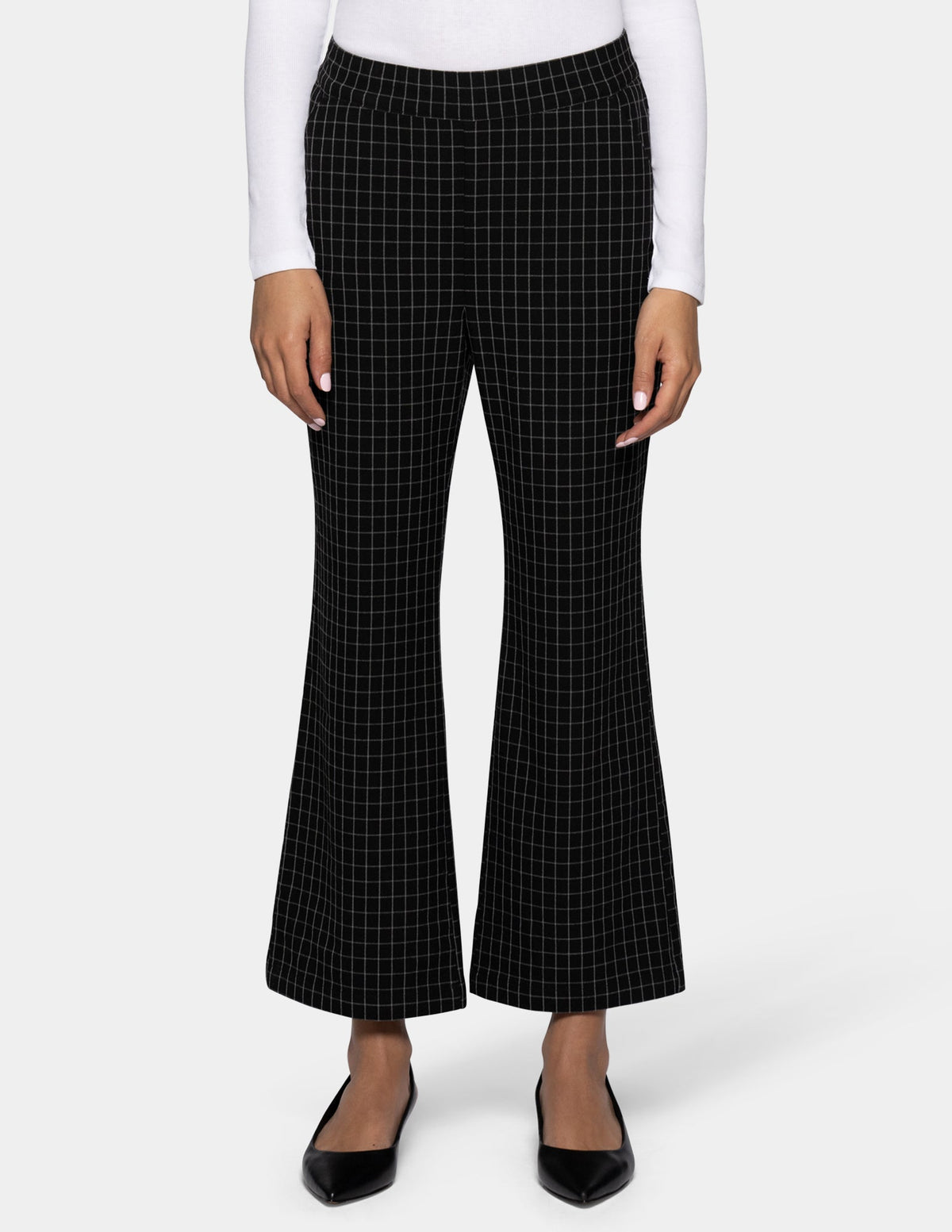 Hue Windowpane Kick Flare Pant - Black/Grey
