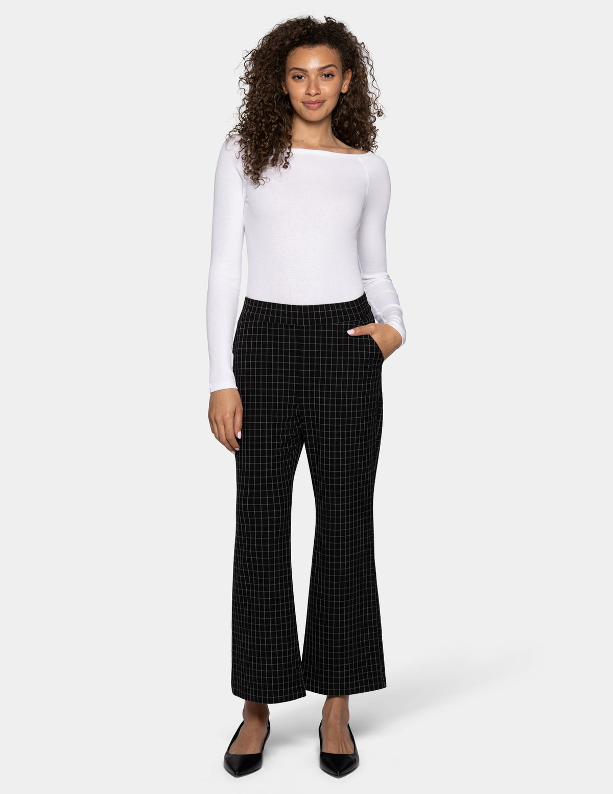 Hue Windowpane Kick Flare Pant - Black/Grey