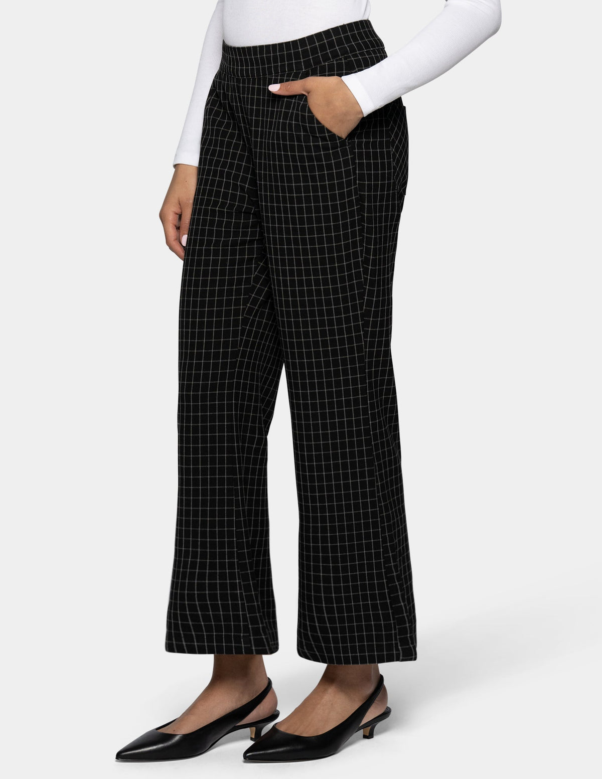Hue Windowpane Kick Flare Pant - Black/Grey
