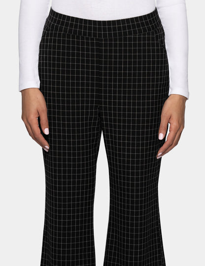 Hue Windowpane Kick Flare Pant - Black/Grey